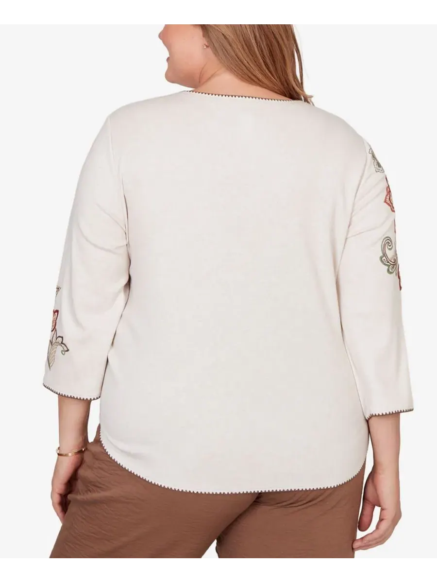 Топ с принтом, модель Spice Market Alfred Dunner — изображение 5 из 5, овсяный