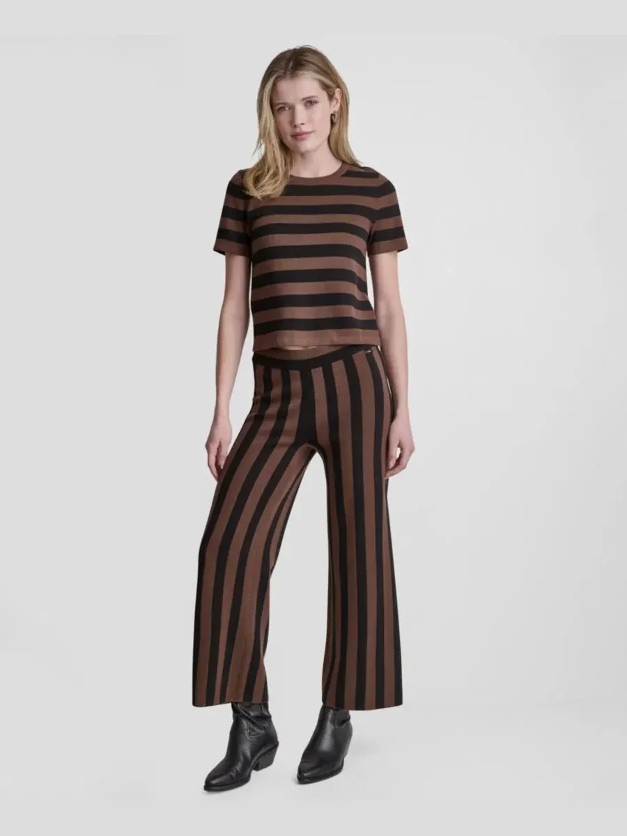 Женские полосатые брюки до щиколотки без шнурков DKNY Jeans — изображение 2 из 7, черный