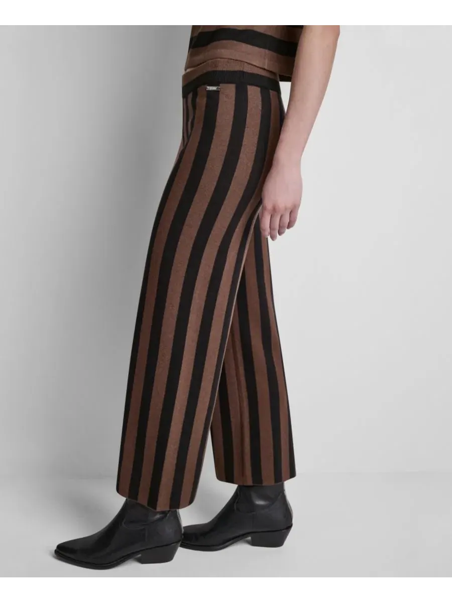 Женские полосатые брюки до щиколотки без шнурков DKNY Jeans — изображение 4 из 7, черный
