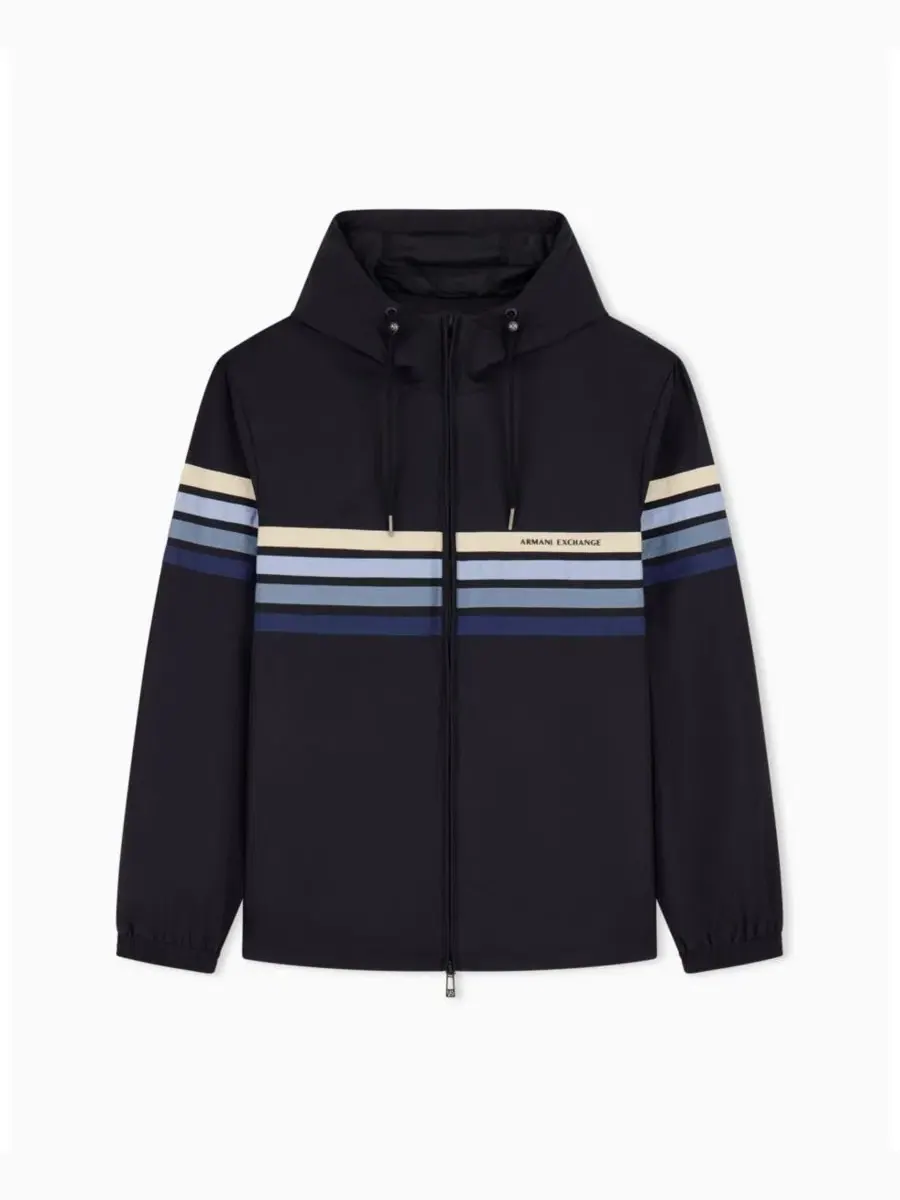 Мужская ветровка из эластичного нейлона с четырьмя полосками A|X Armani Exchange — изображение 2 из 4, глубокий темно-синий