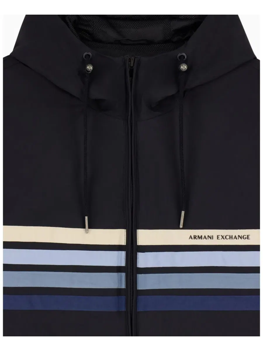Мужская ветровка из эластичного нейлона с четырьмя полосками A|X Armani Exchange — изображение 3 из 4, глубокий темно-синий