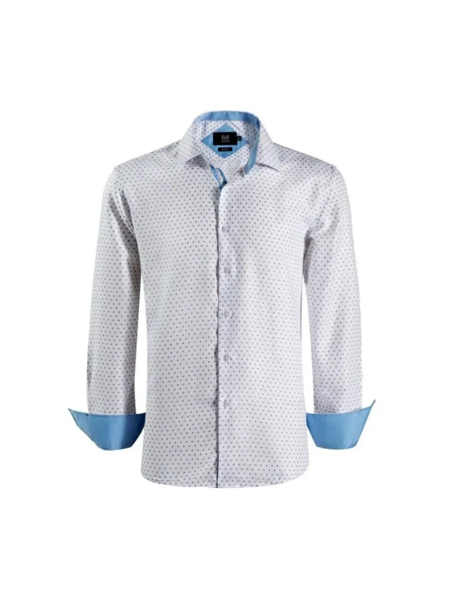 Мужская рубашка с принтом, slim fit, модель Modern Ditsy Print Elie Balleh — изображение 2 из 4, белый