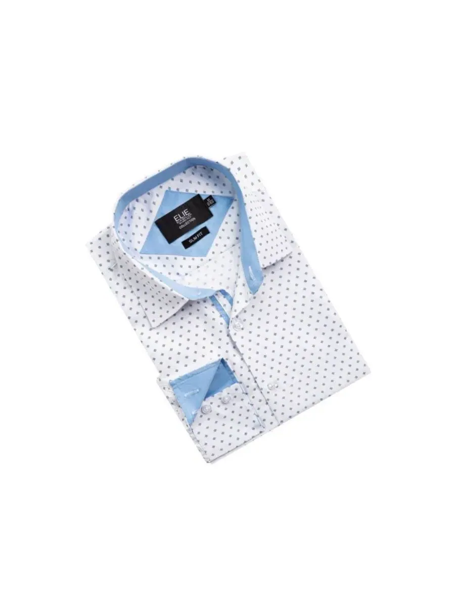 Мужская рубашка с принтом, slim fit, модель Modern Ditsy Print Elie Balleh — изображение 3 из 4, белый