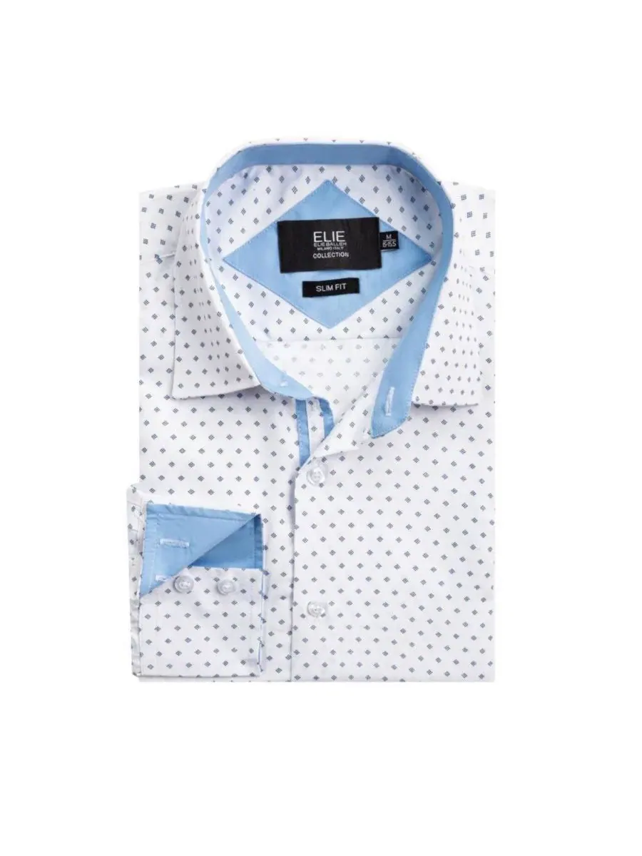 Мужская рубашка с принтом, slim fit, модель Modern Ditsy Print Elie Balleh — изображение 4 из 4, белый