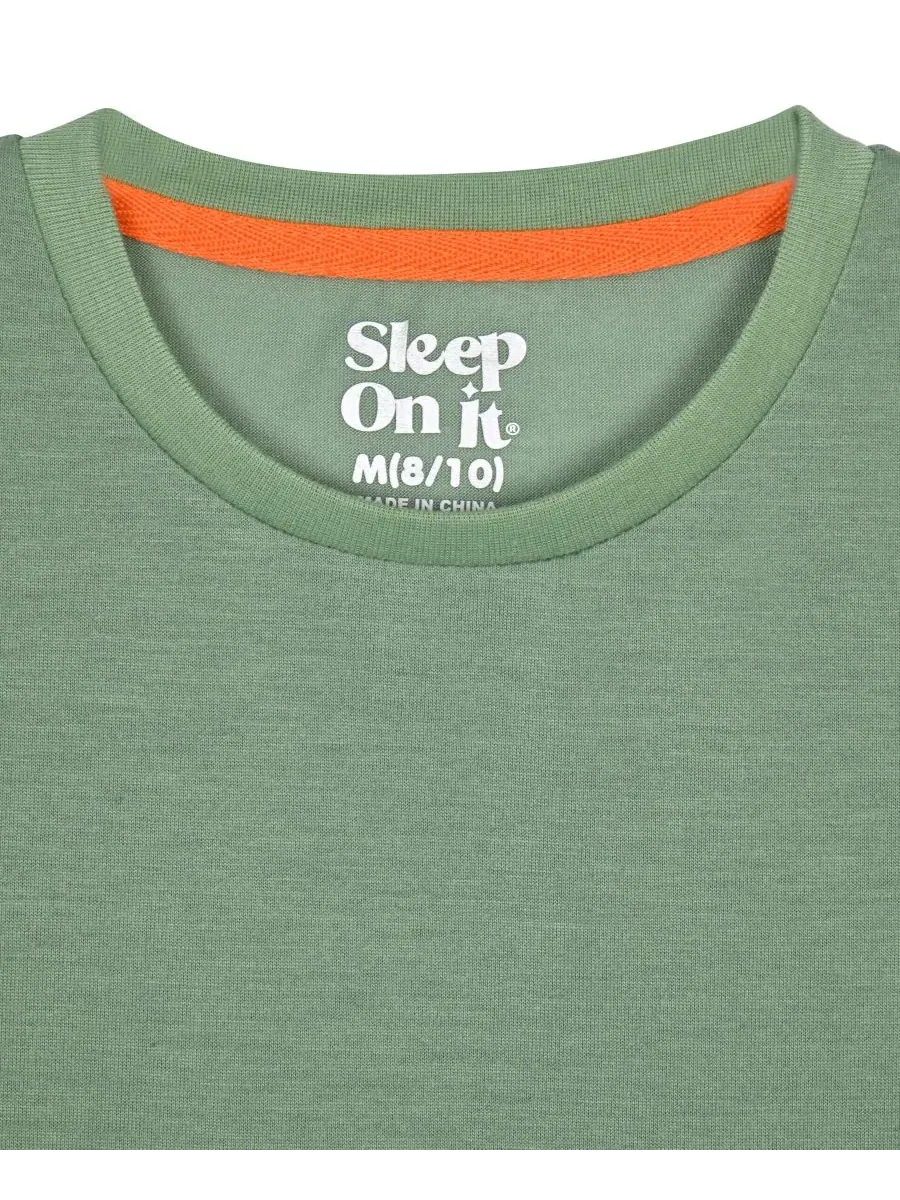 Комплект из футболки и шорт с клетчатым принтом Sleep On It — изображение 2 из 3, зеленый