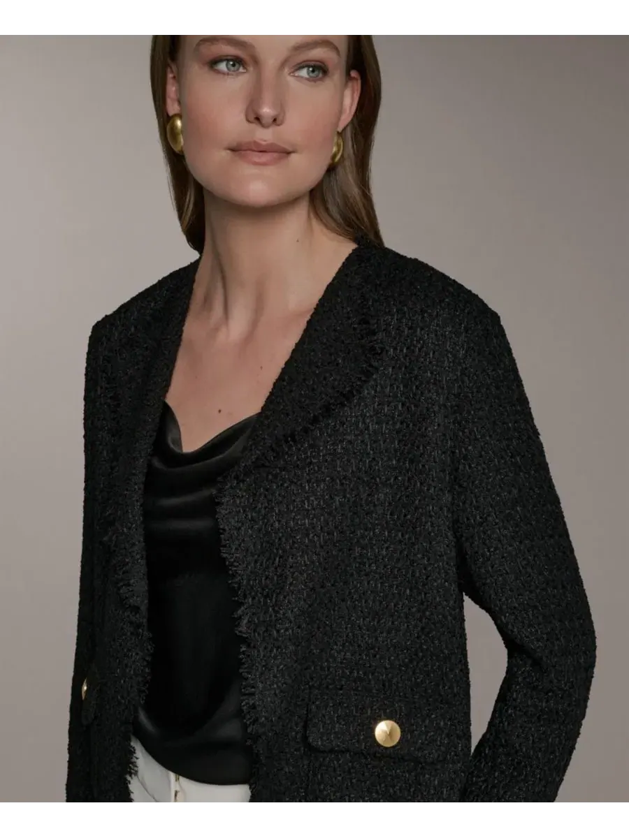 Жакет с открытым передом и длинным рукавом Donna Karan New York — изображение 5 из 7, черный