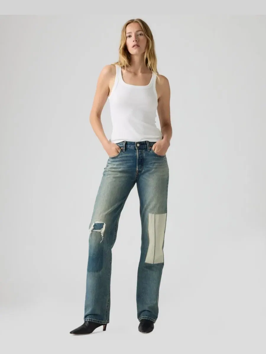 Джинсы прямого кроя с высокой талией, модель 501 90's Levi's — изображение 3 из 5, синий