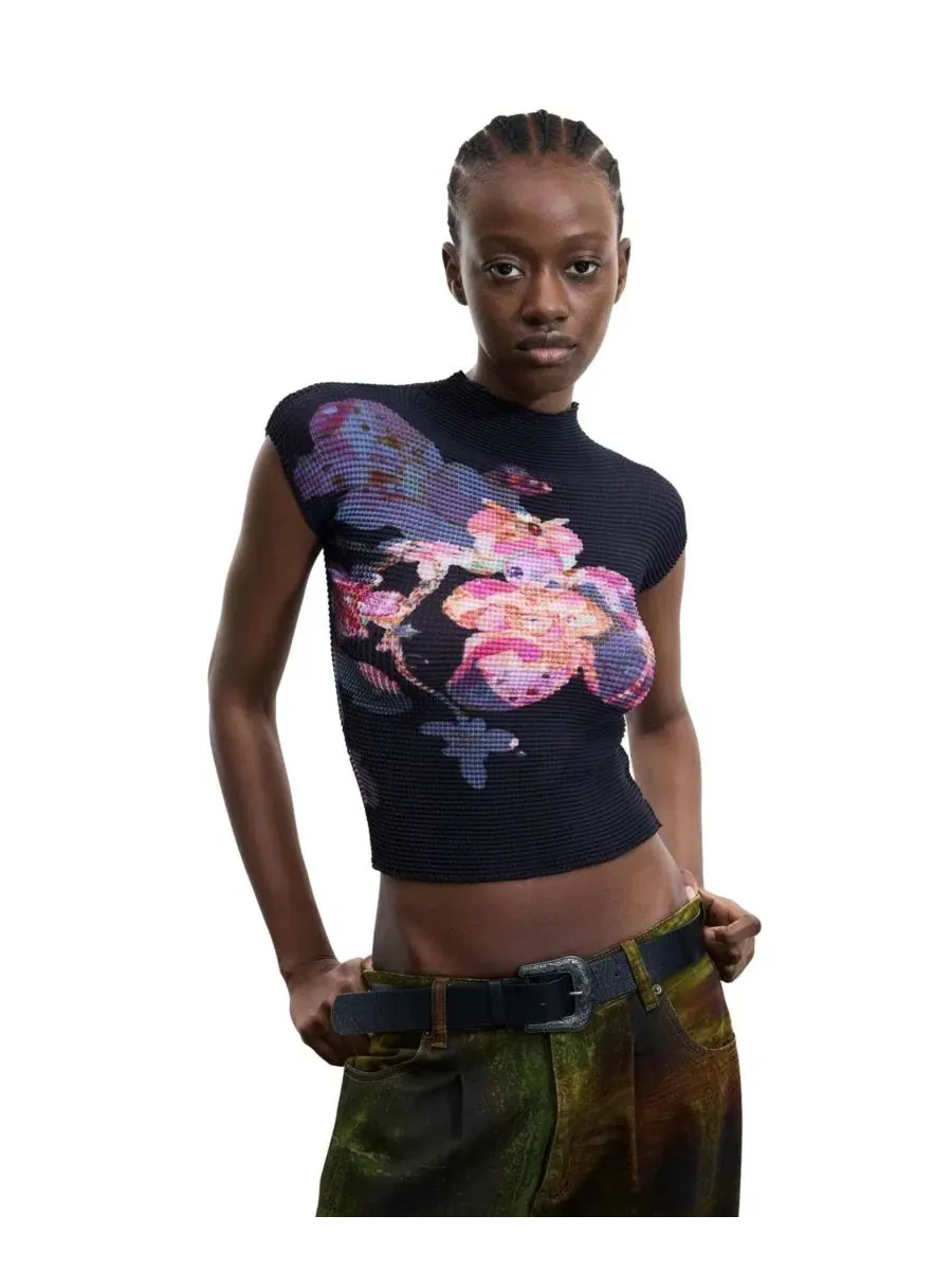 Блуза с принтом, коротким рукавом Desigual