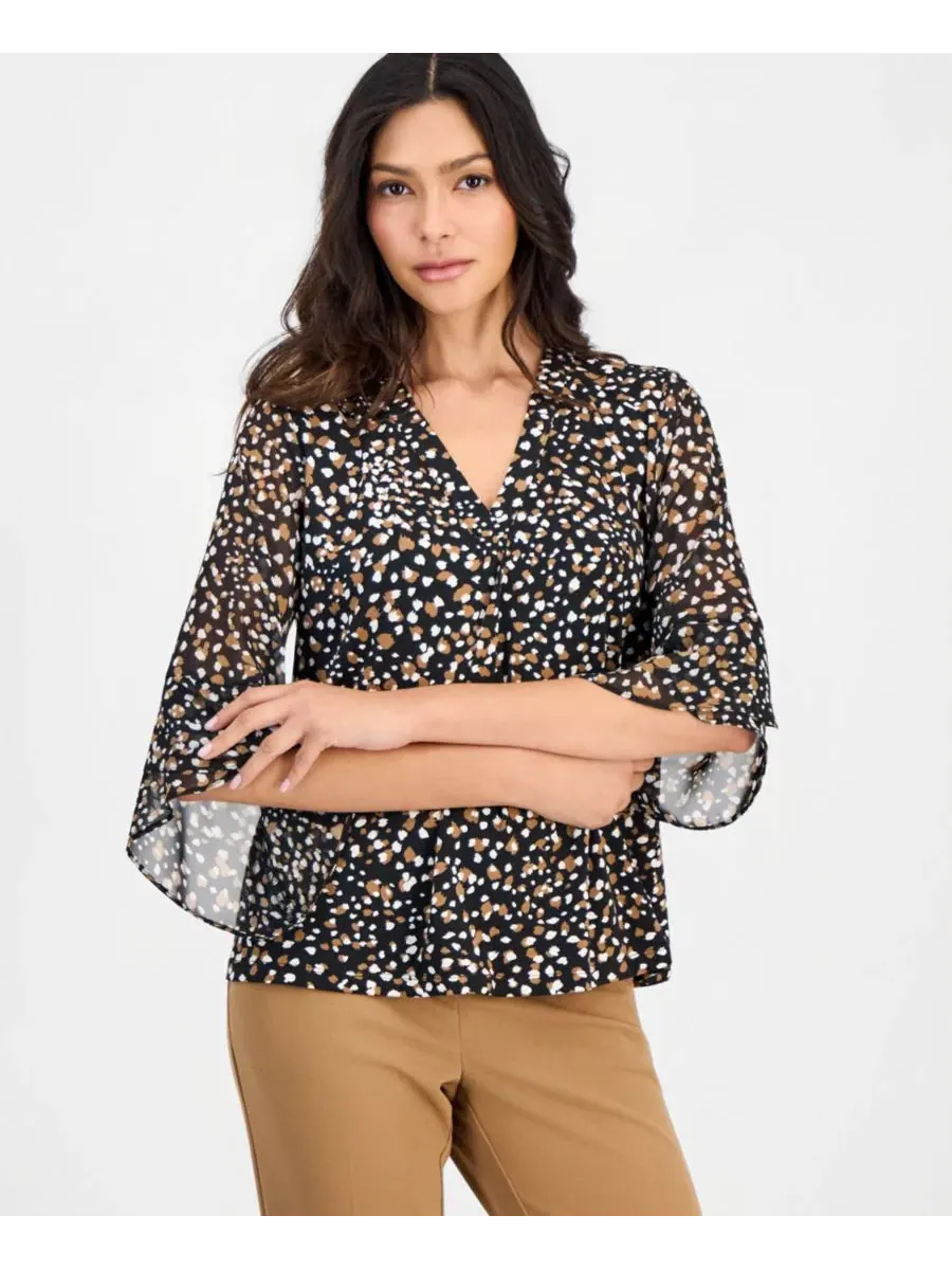 Блузка с длинным рукавом 3/4, принт Anne Klein Essentials