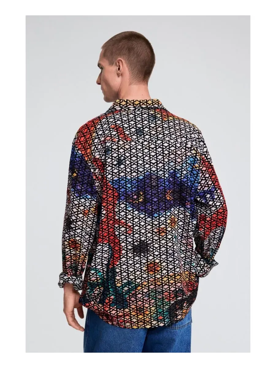 Мужская рубашка с принтом Desigual — изображение 5 из 6, светлый синий