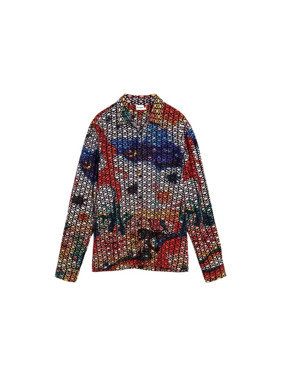Мужская рубашка с принтом Desigual — изображение 6 из 6, светлый синий