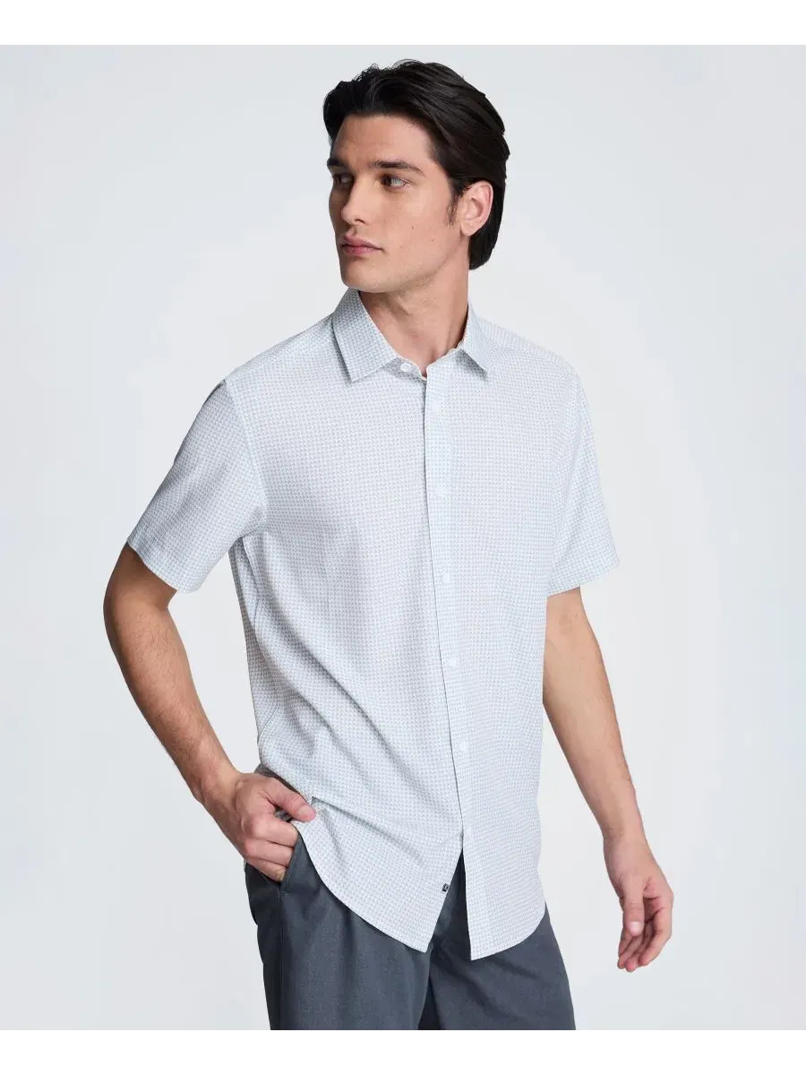 Мужская рубашка на пуговицах с коротким рукавом, слим-фит Kenneth Cole