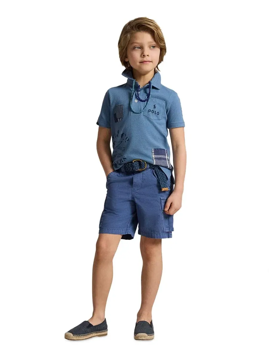 Шорты хлопковые карго с завязками Polo Ralph Lauren — изображение 2 из 5, синий