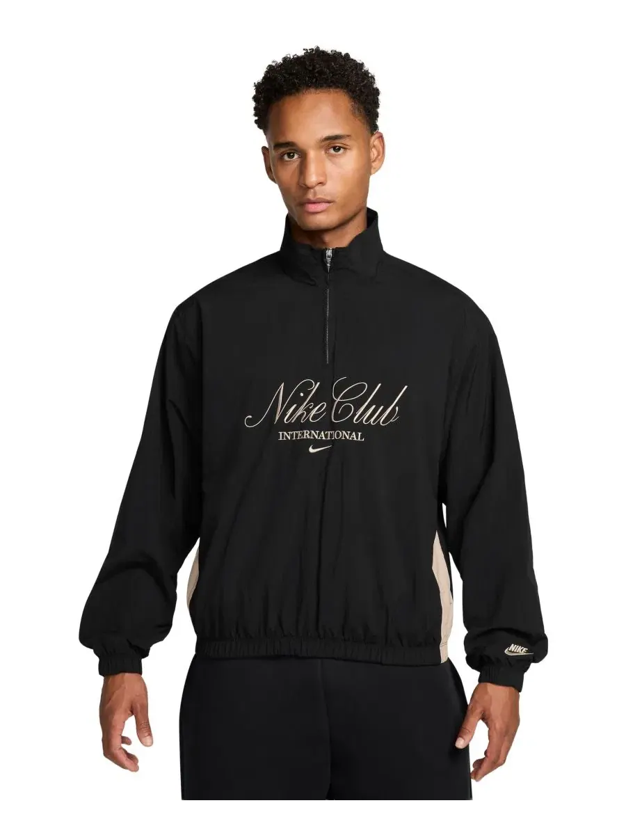 Мужская куртка с полузастежкой Club Oversized Fit Nike — изображение 1 из 3, черный