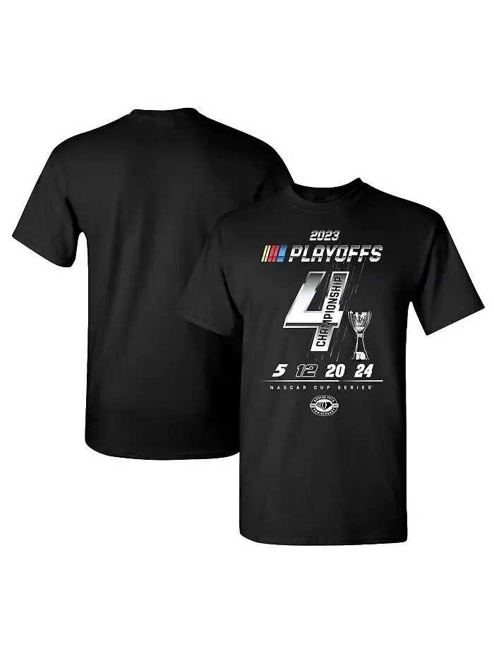 Мужская футболка Heather Charcoal 2023 NASCAR Cup Series Playoffs Championship Four Checkered Flag — серый