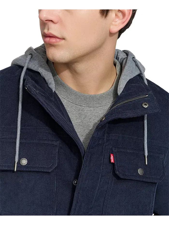 Мужская куртка с капюшоном на молнии из вельвета Levi's — изображение 4 из 6, темно-синий