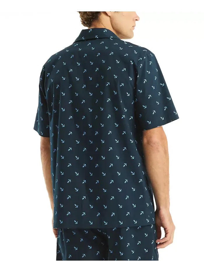 Мужская пижамная рубашка Crafted Printed Camp Sleep Nautica — изображение 4 из 4, темно-синий