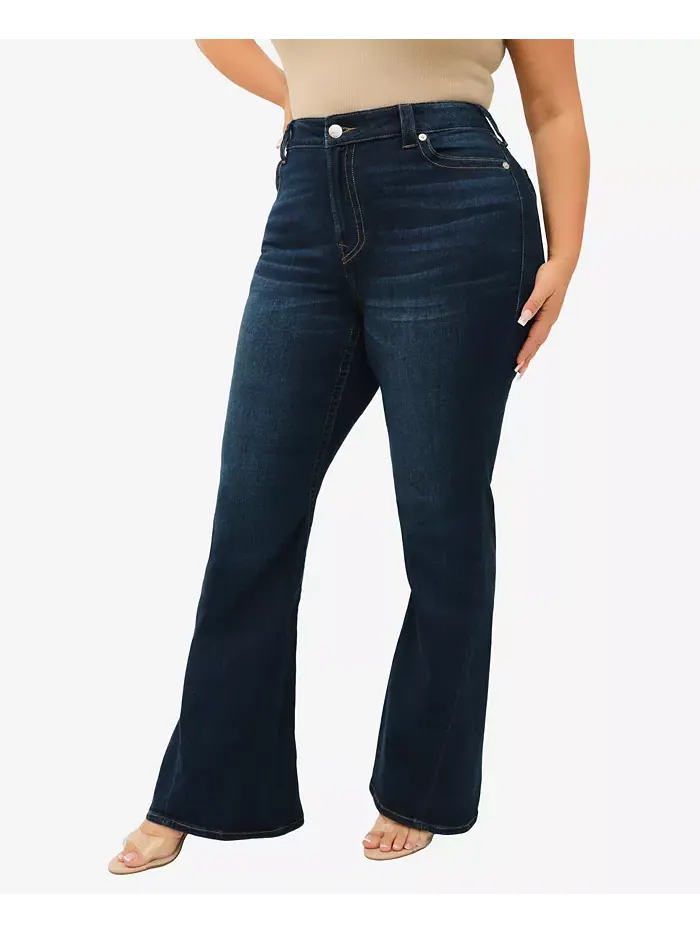 Джинсы Joey Flare Mid Rise с клапанами больших размеров True Religion — изображение 2 из 3, синий