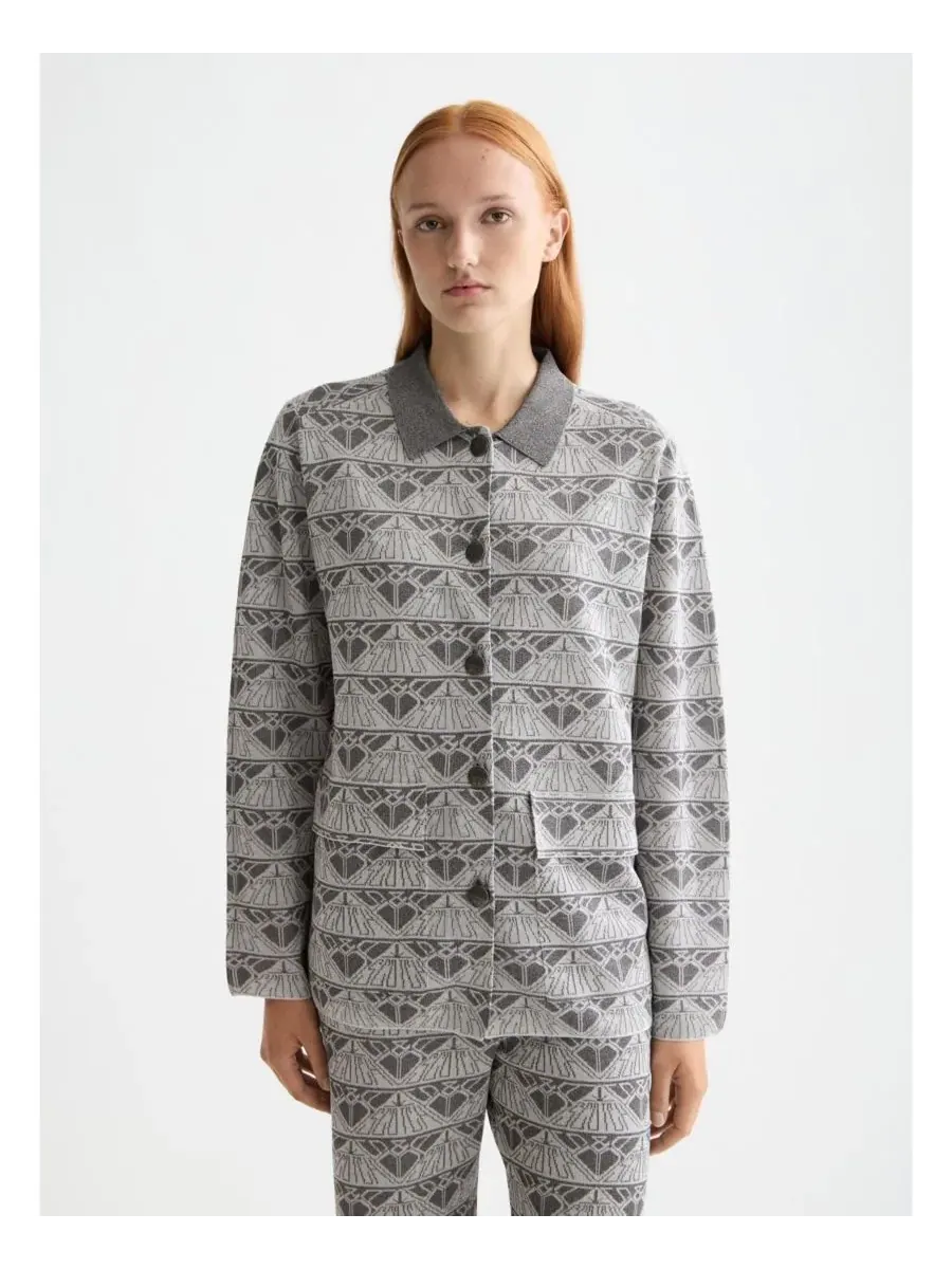 Женская жаккардовая вязаная куртка SCOTCH & SODA, серебро/gunmetal