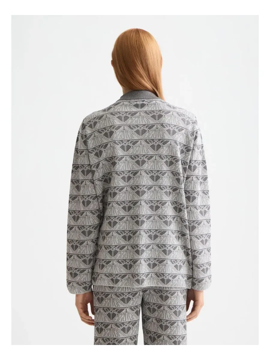 Женская жаккардовая вязаная куртка SCOTCH & SODA, серебро/gunmetal — изображение 2 из 3, серебристый