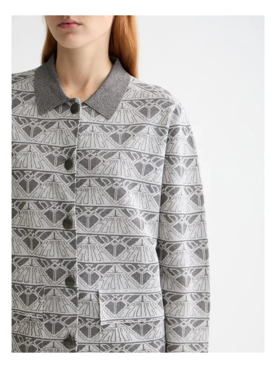 Женская жаккардовая вязаная куртка SCOTCH & SODA, серебро/gunmetal — изображение 3 из 3, серебристый