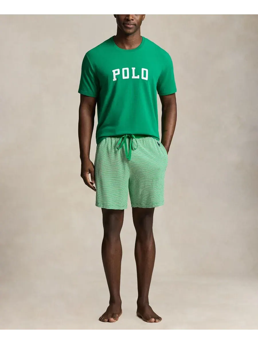 Мужские пижамные шорты в полоску Polo Ralph Lauren — изображение 2 из 4, белый/темно-синий