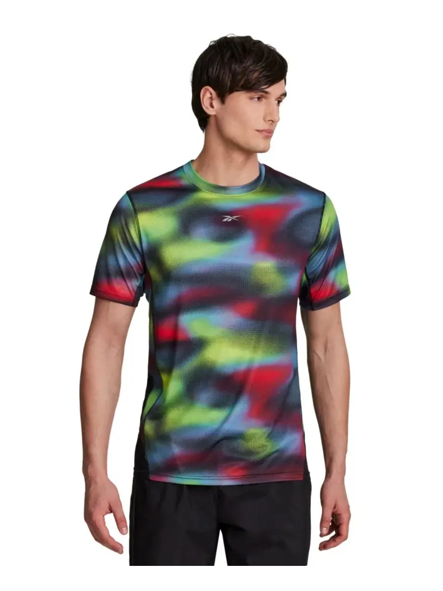 Мужская футболка с круглым вырезом и принтом Run Distort All Over Print Speed Crewneck Reebok
