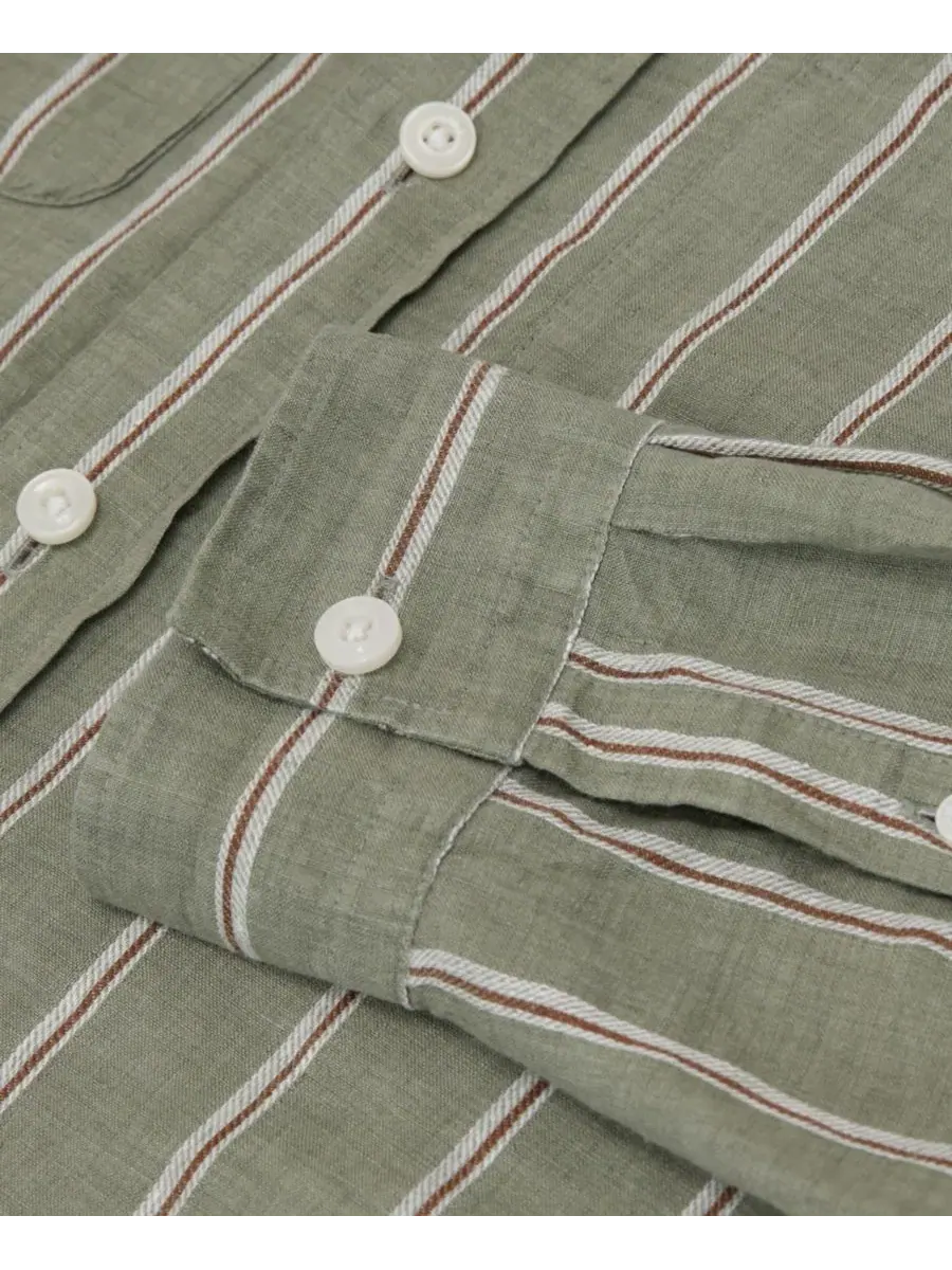 Рубашка из льна с полосатым принтом Rubus Stripe REISS — изображение 3 из 5, зеленый белый