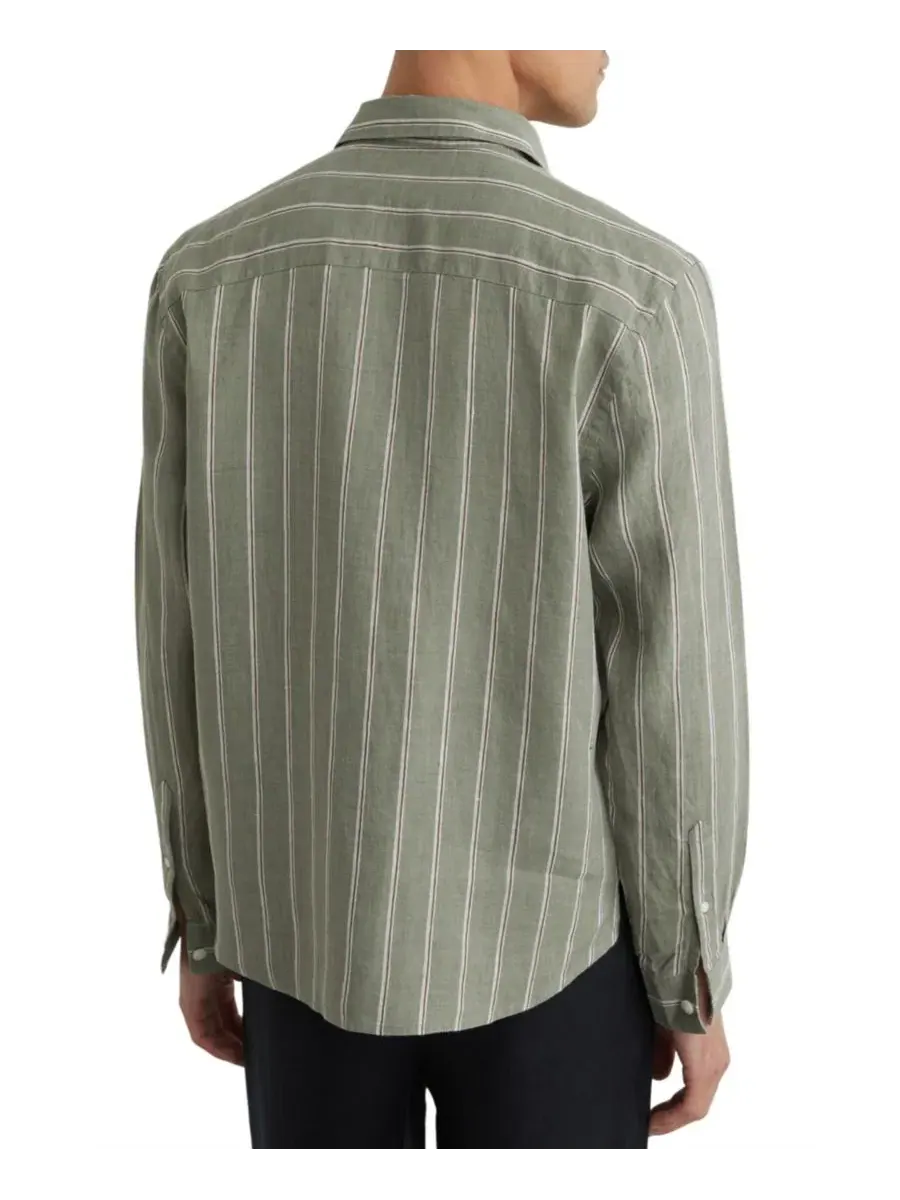 Рубашка из льна с полосатым принтом Rubus Stripe REISS — изображение 5 из 5, зеленый белый