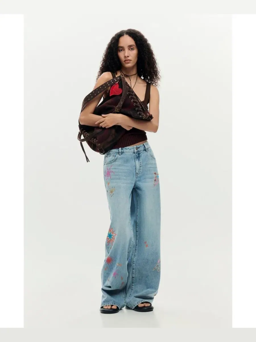 Женские джинсовые брюки с принтом Desigual — изображение 2 из 5, светлый синий