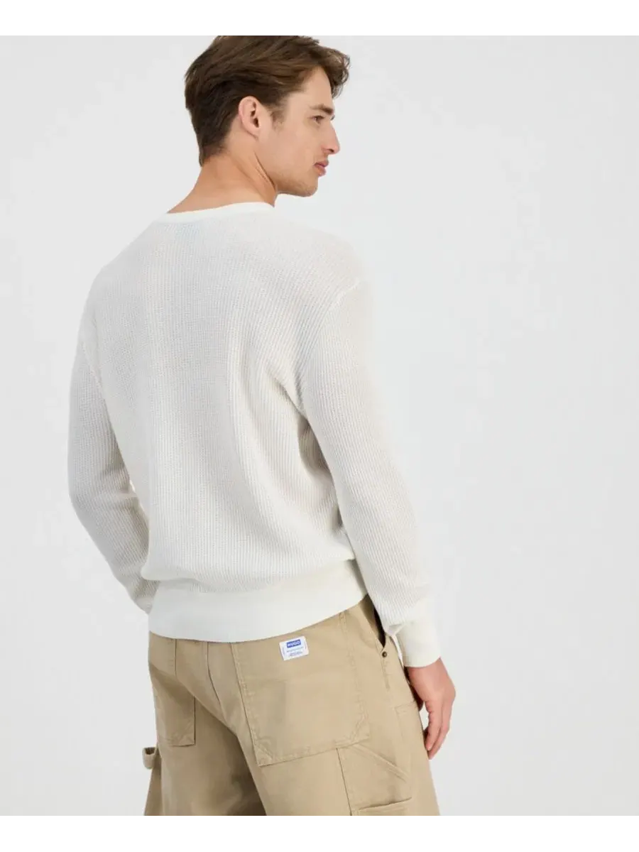 Свитшот-поло с вафельной структурой Stranger Henley Hugo Boss — изображение 4 из 4, белый