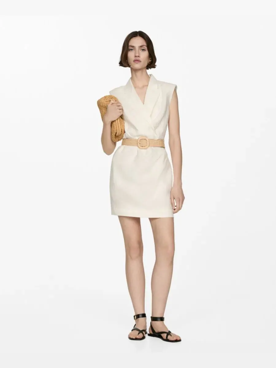 Платье без рукавов с поясом Belt Linen MANGO