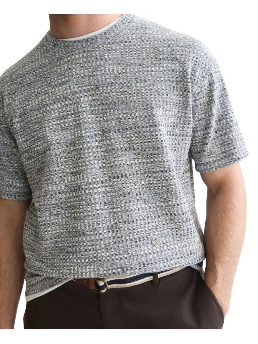 Футболка джаккардовая с коротким рукавом Regular Fit Scotch & Soda — изображение 3 из 6, темный синий