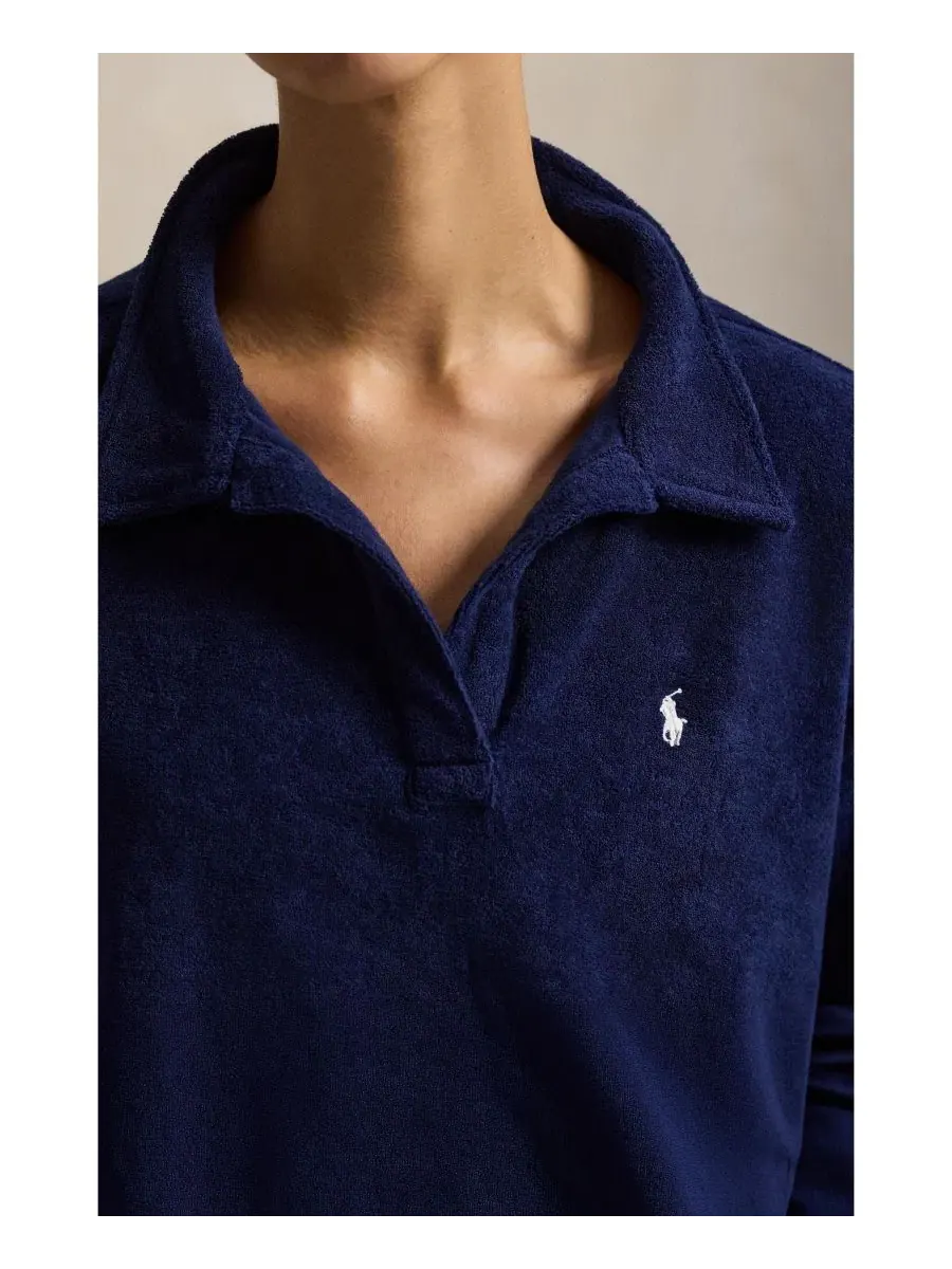 Комплект из футболки-поло и шорт из хлопкового терри Polo Ralph Lauren — изображение 3 из 4, темно-синий