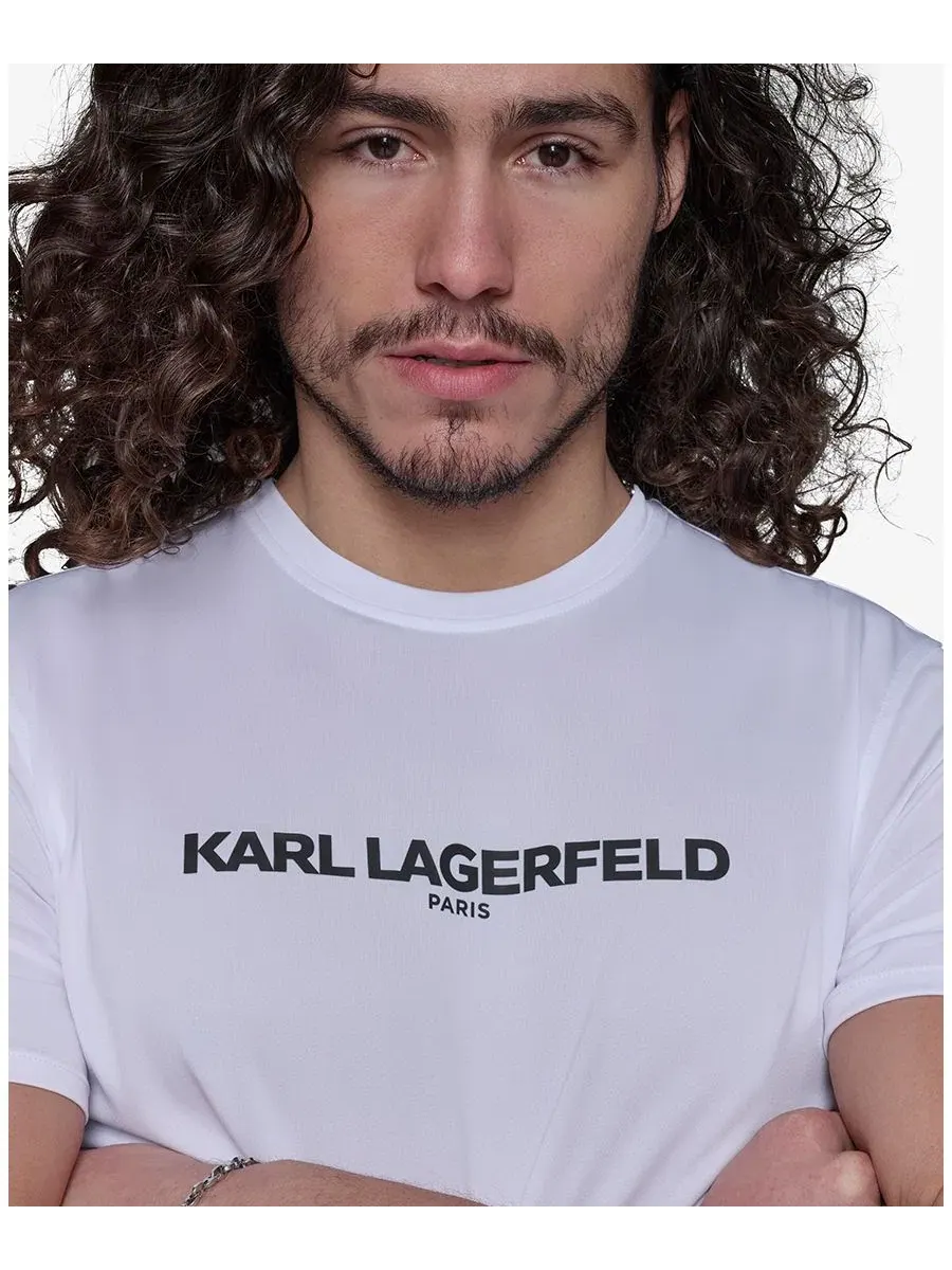 Мужская футболка для плавания с коротким рукавом Logo KARL LAGERFELD PARIS — изображение 4 из 5, белый