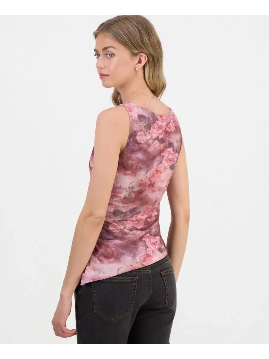 Топ с асимметричным низом из сетки с принтом, модель Printed Mesh Asymmetrical-Hem Tank Madden — изображение 3 из 3