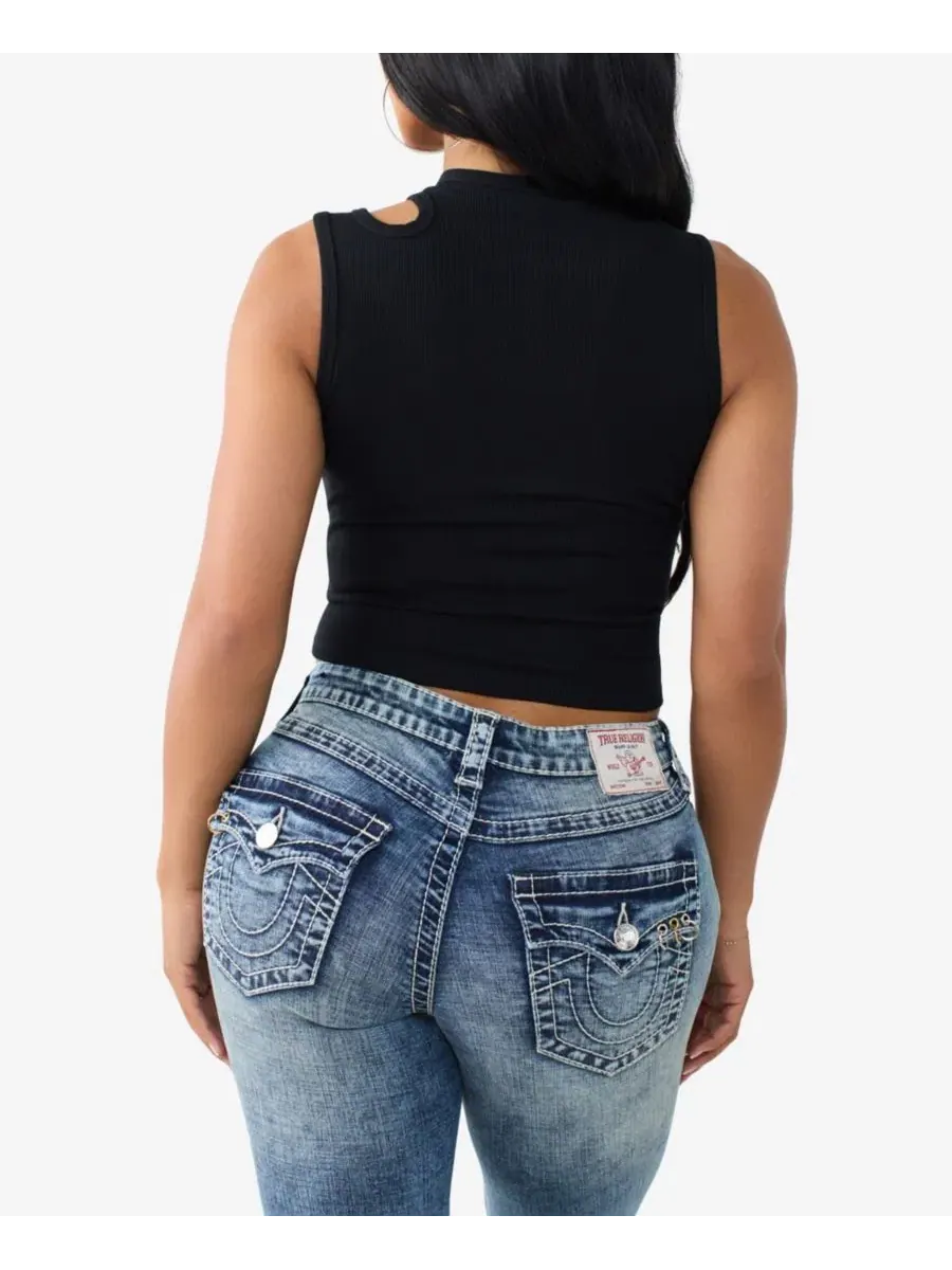 Топ с кристаллами и вырезами True Religion — изображение 4 из 4, черный