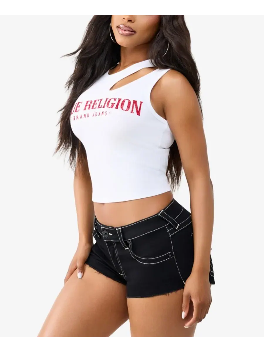 Топ с кристаллами и вырезами True Religion — изображение 2 из 3, белый