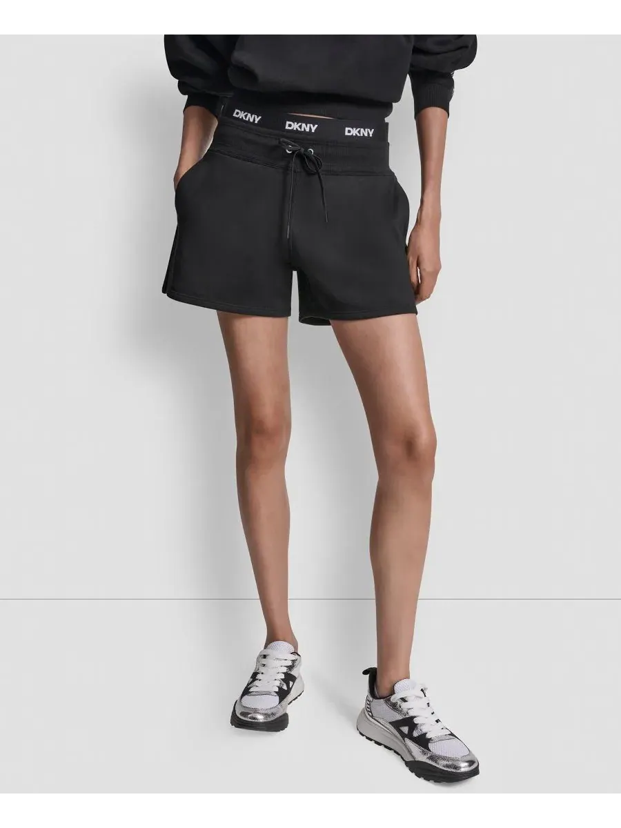 Женские шорты с высокой посадкой, логотипом и эластичным поясом Dkny Sport