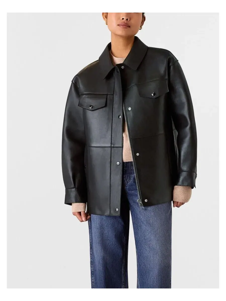 Женская куртка из искусственной кожи Clean Bonded Leather Jacket Whistles — изображение 2 из 8, черный