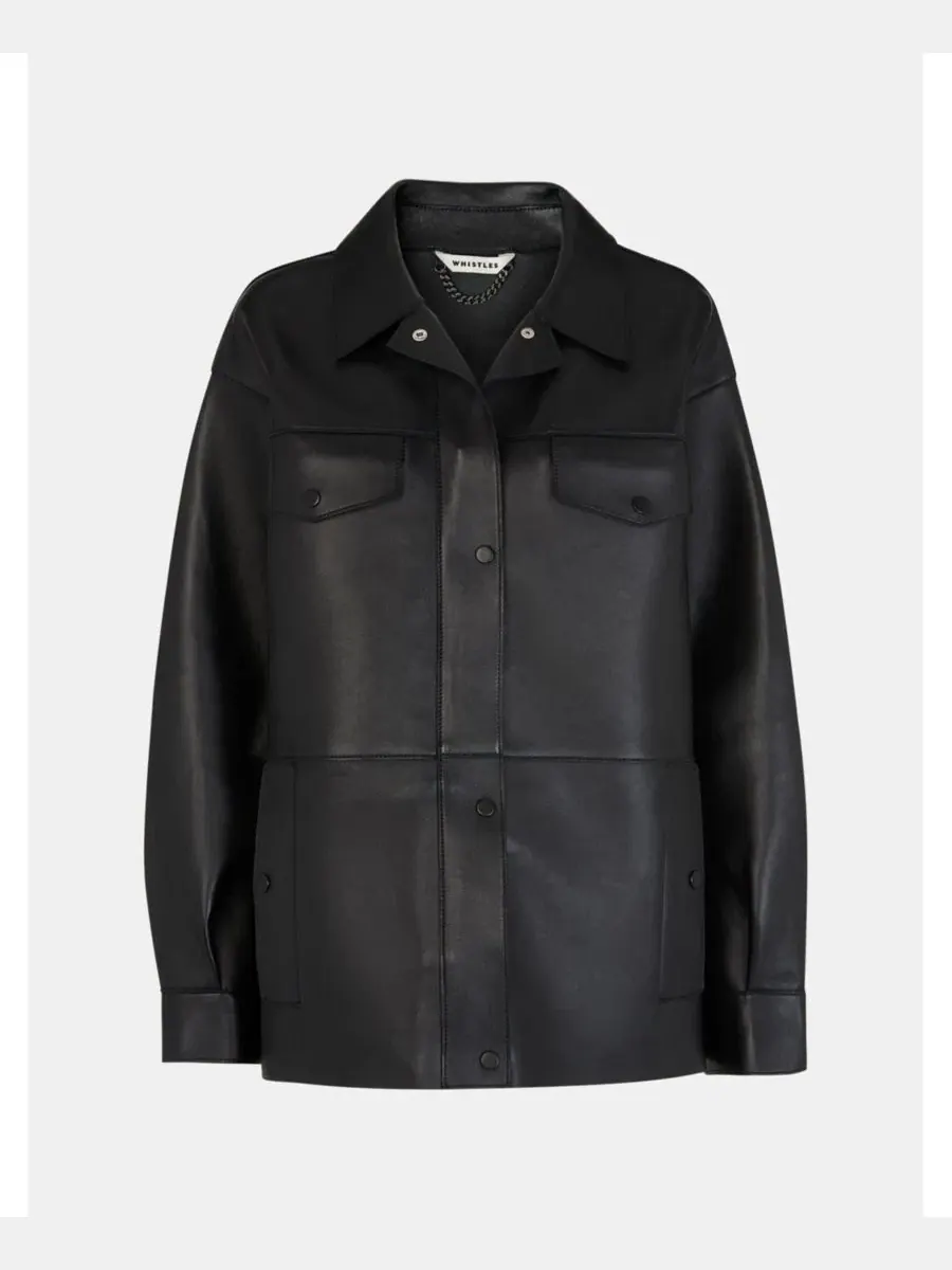 Женская куртка из искусственной кожи Clean Bonded Leather Jacket Whistles — изображение 3 из 8, черный