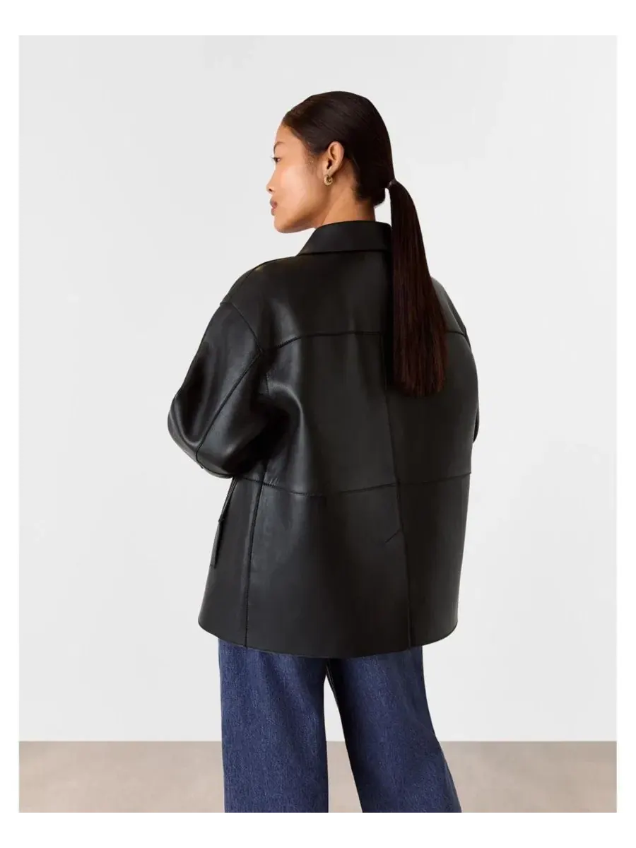 Женская куртка из искусственной кожи Clean Bonded Leather Jacket Whistles — изображение 5 из 8, черный