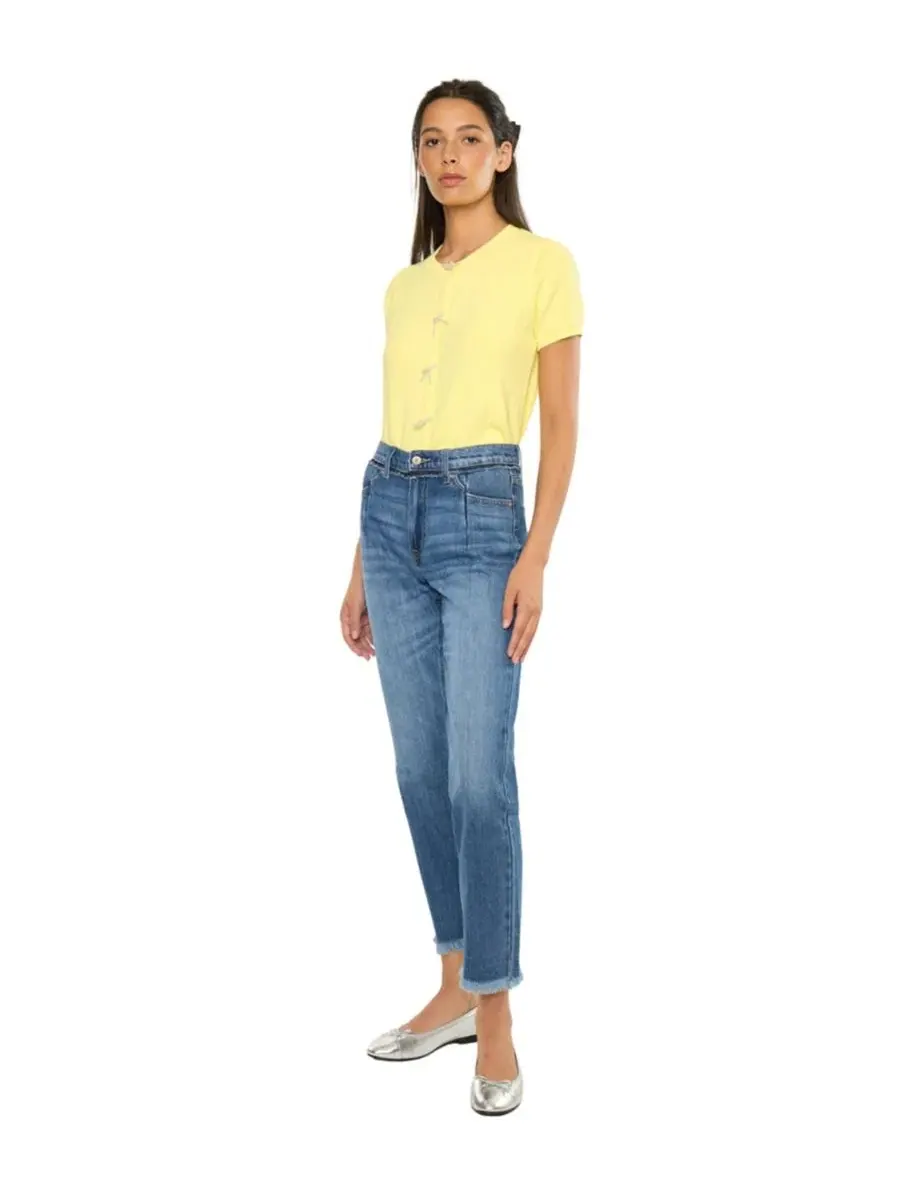 Джинсы с высокой посадкой Angelina High Rise Slim Straight KanCan — изображение 3 из 7, синий