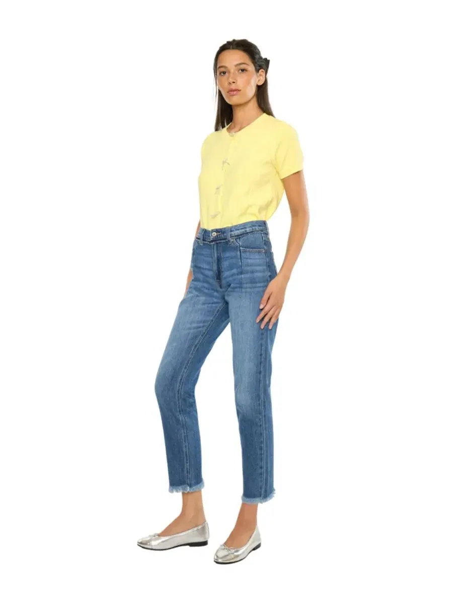 Джинсы с высокой посадкой Angelina High Rise Slim Straight KanCan — изображение 6 из 7, синий