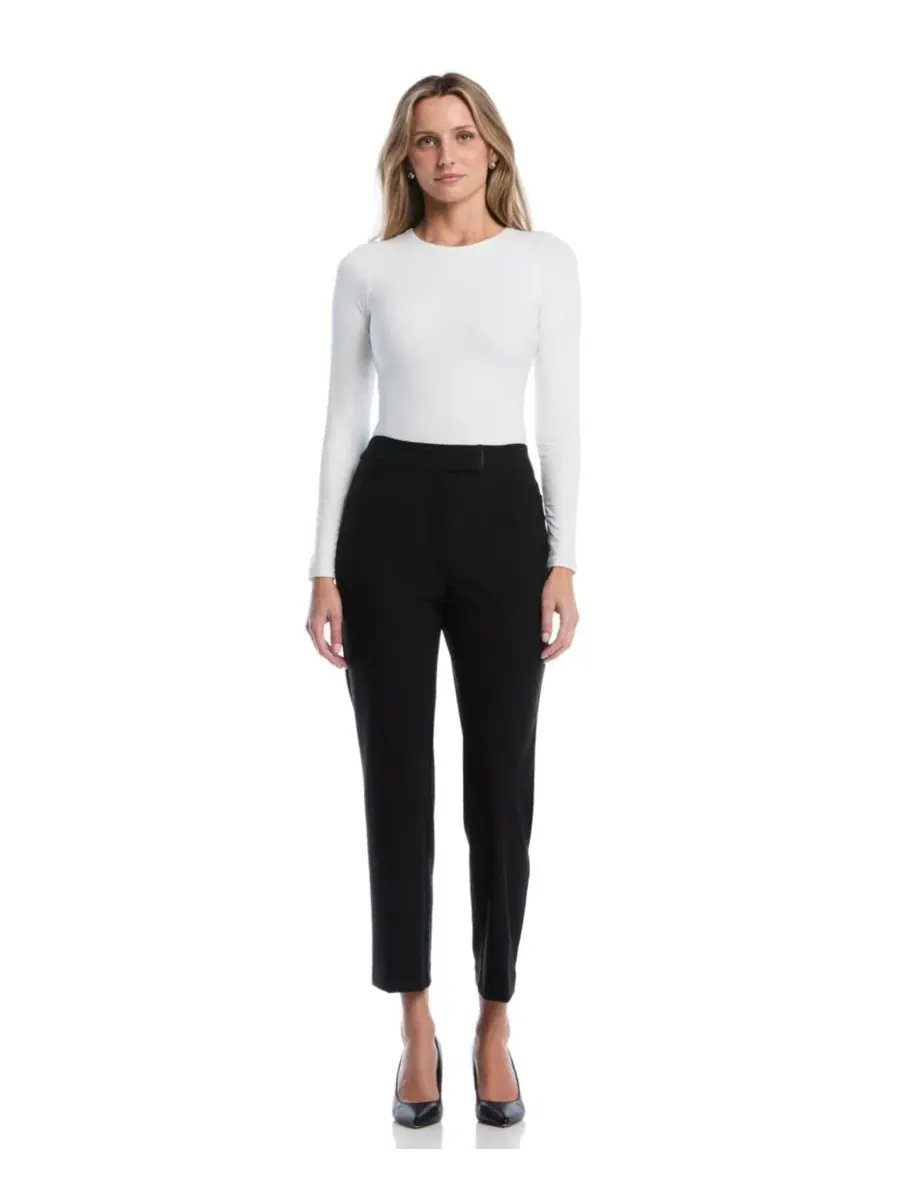 Брюки прямого кроя до щиколотки с удлиненным поясом Petite Extended Tab Straight-Leg Ankle Pants — изображение 2 из 5, черный