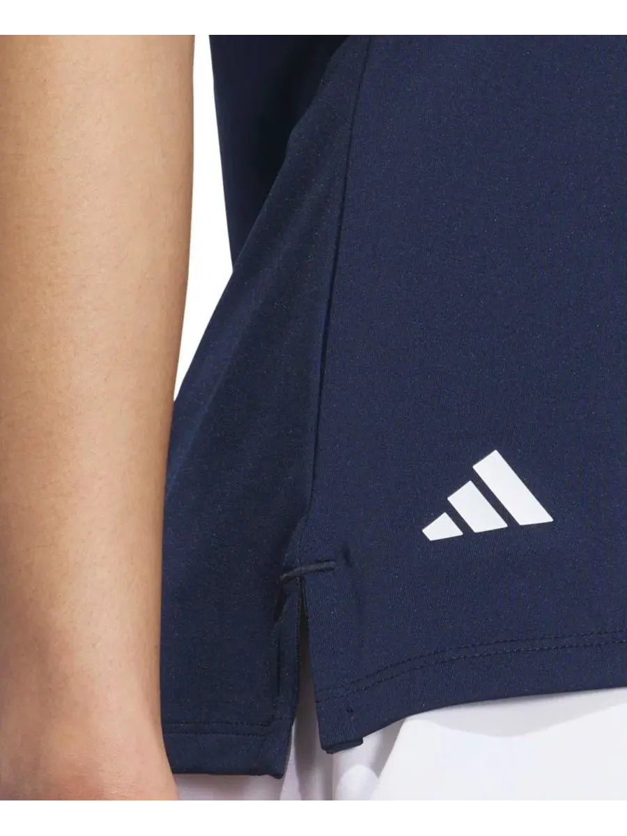 Женская однотонная рубашка-поло с коротким рукавом adidas — изображение 4 из 11, темно-синий