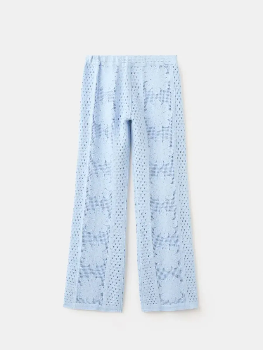 Брюки прямого кроя с вышивкой Broderie Anglaise MANGO