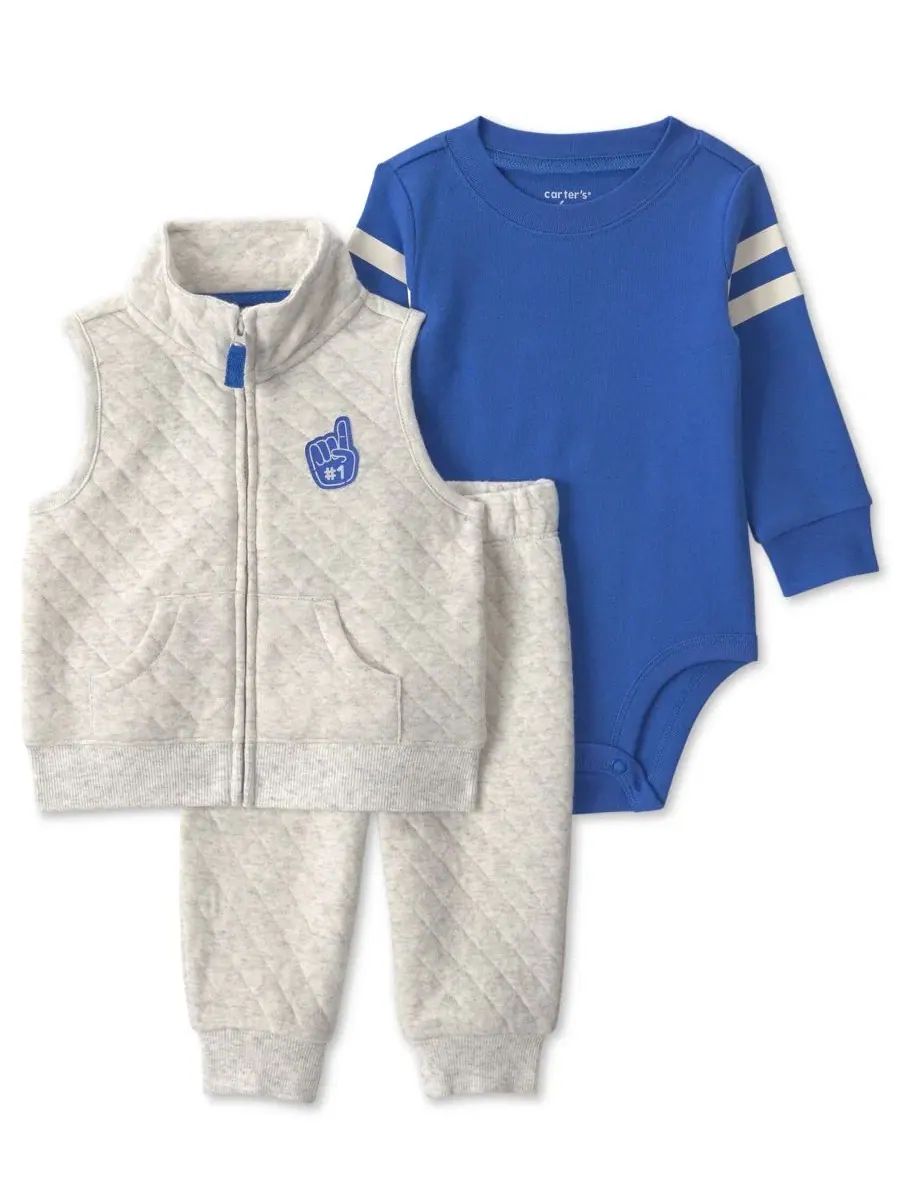 Комплект из 3 предметов: стеганый жилет, боди и брюки Varsity Quilted Carter's