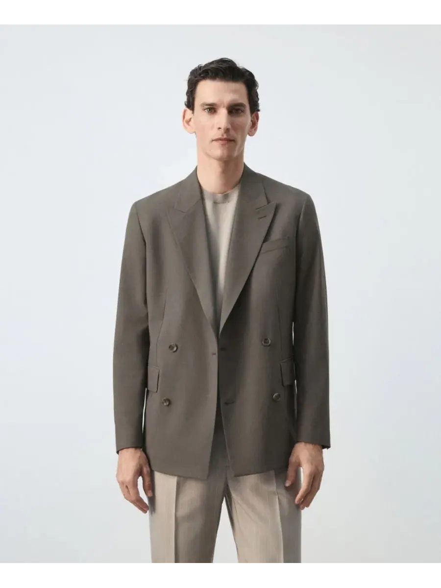 Пиджак двубортный с лацканами Boston Regular-Fit MANGO