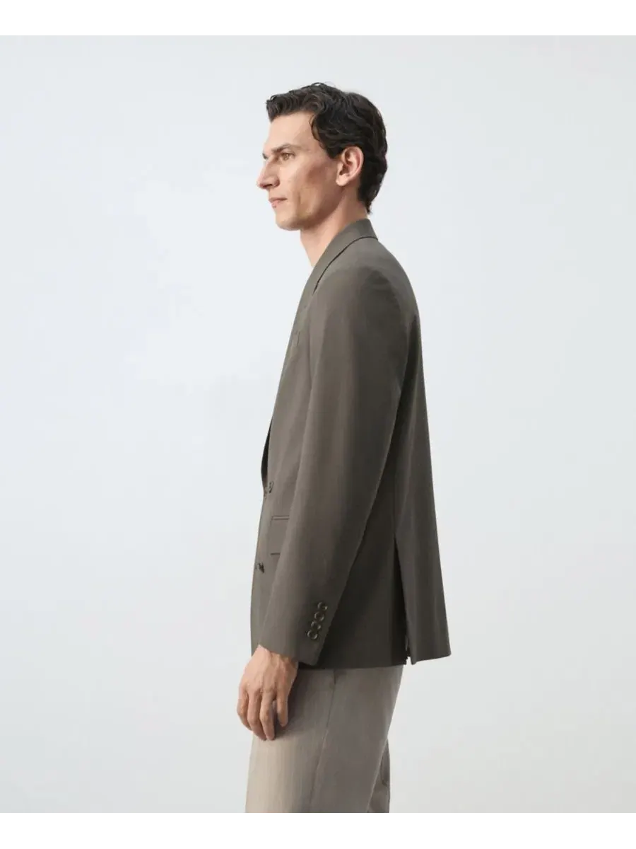 Пиджак двубортный с лацканами Boston Regular-Fit MANGO — изображение 4 из 7, коричневый